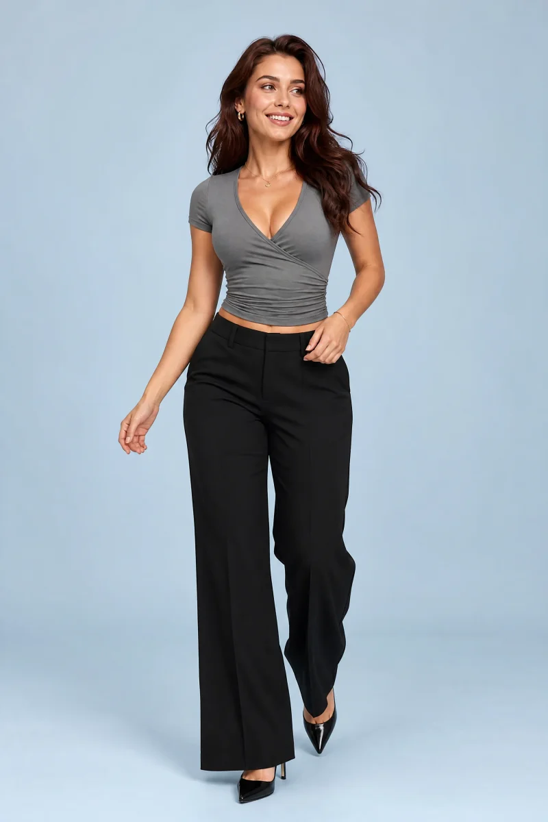 Crop top col V croisé