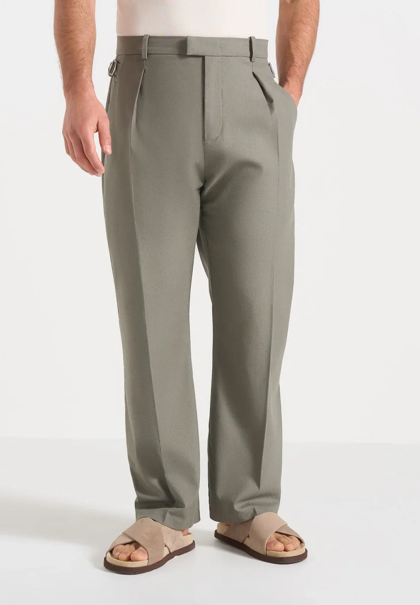 Dorian – Pleated Linen Pants – Khaki