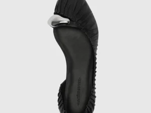 Celeste - Leather Ballet Flats with Hardware - Black