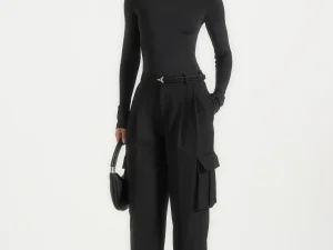 Danielle - Tailored Pleated Cargo Pants - Black